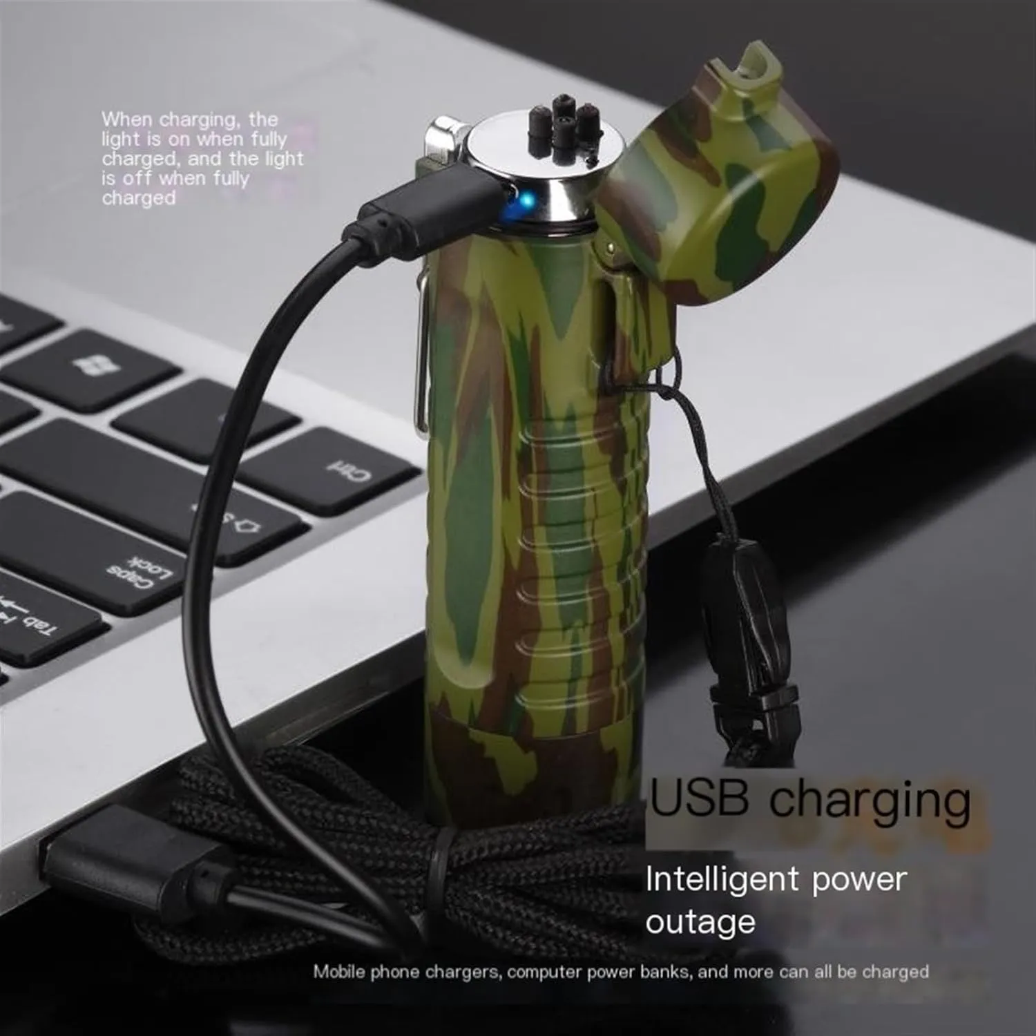 Waterproof Lighter Plasma Windproof arc Lighter Rechargeable Electric Lighter for Cigarette/Cigar ，Candle， Survival ，Camping Hiking (Color : Blue)