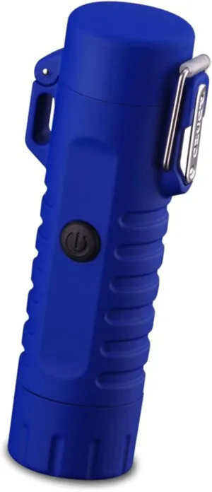 Waterproof Lighter Plasma Windproof arc Lighter Rechargeable Electric Lighter for Cigarette/Cigar ，Candle， Survival ，Camping Hiking (Color : Blue)