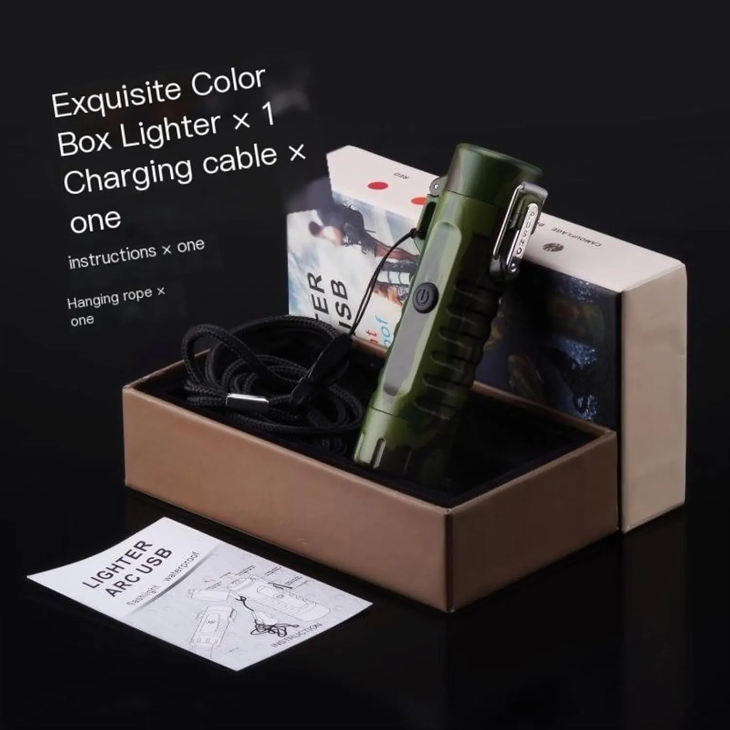Waterproof Lighter Plasma Windproof arc Lighter Rechargeable Electric Lighter for Cigarette/Cigar ，Candle， Survival ，Camping Hiking (Color : Blue)