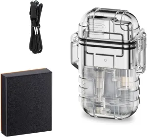 Waterproof lighters, Windproof Direct-Flow lighters, Visible air Chamber lighters, Adjustable Flame Size lighters (Butane-Free)(White)