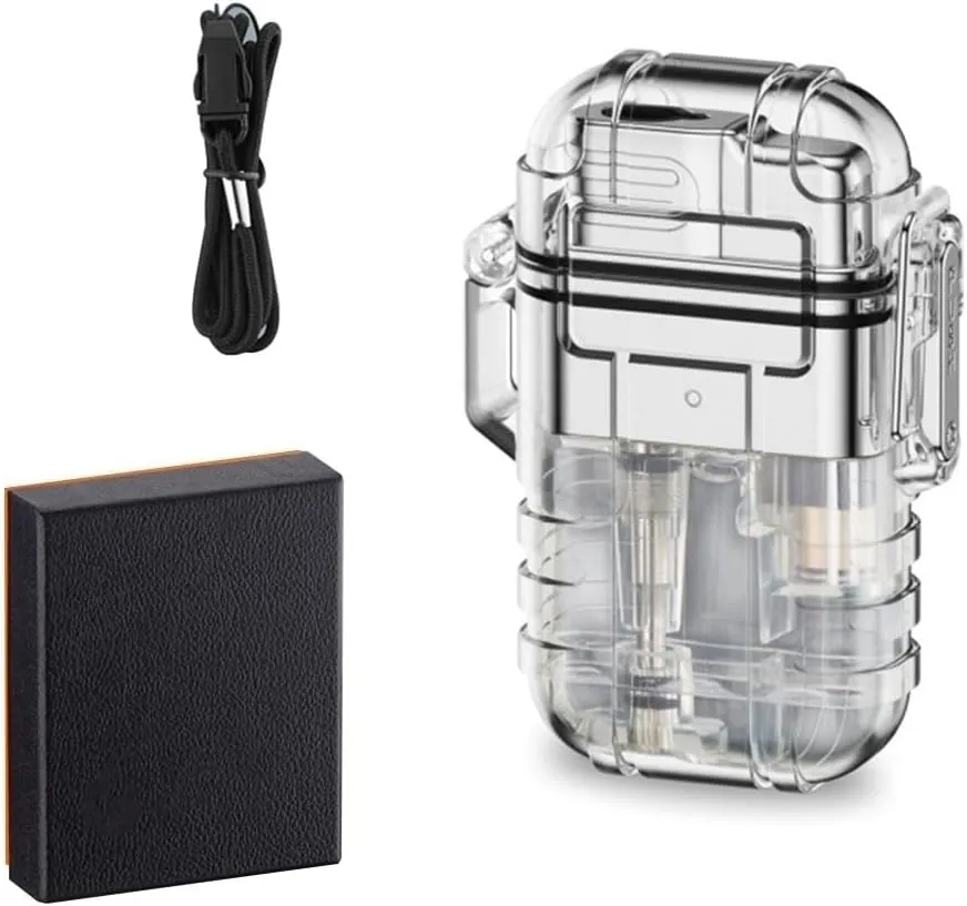 Waterproof lighters, Windproof Direct-Flow lighters, Visible air Chamber lighters, Adjustable Flame Size lighters (Butane-Free)(White)