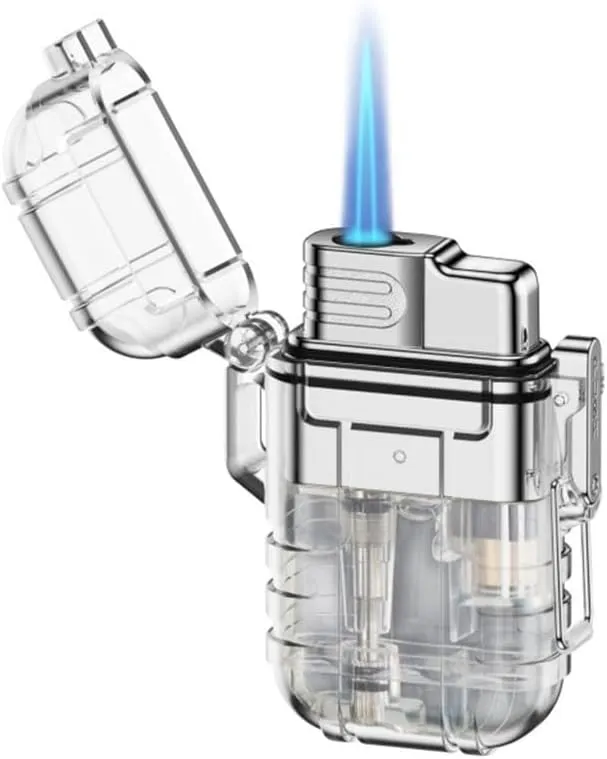 Waterproof lighters, Windproof Direct-Flow lighters, Visible air Chamber lighters, Adjustable Flame Size lighters (Butane-Free)(White)