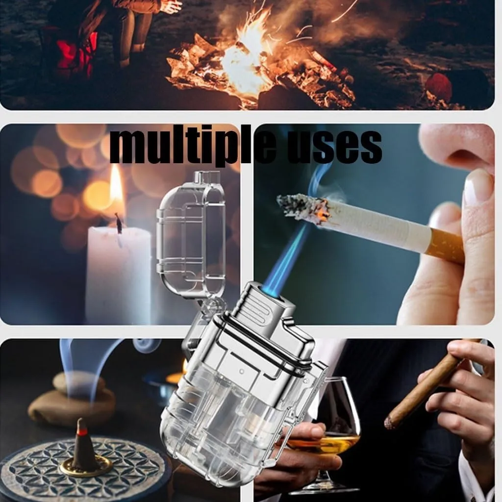 Waterproof lighters, Windproof Direct-Flow lighters, Visible air Chamber lighters, Adjustable Flame Size lighters (Butane-Free)(White)
