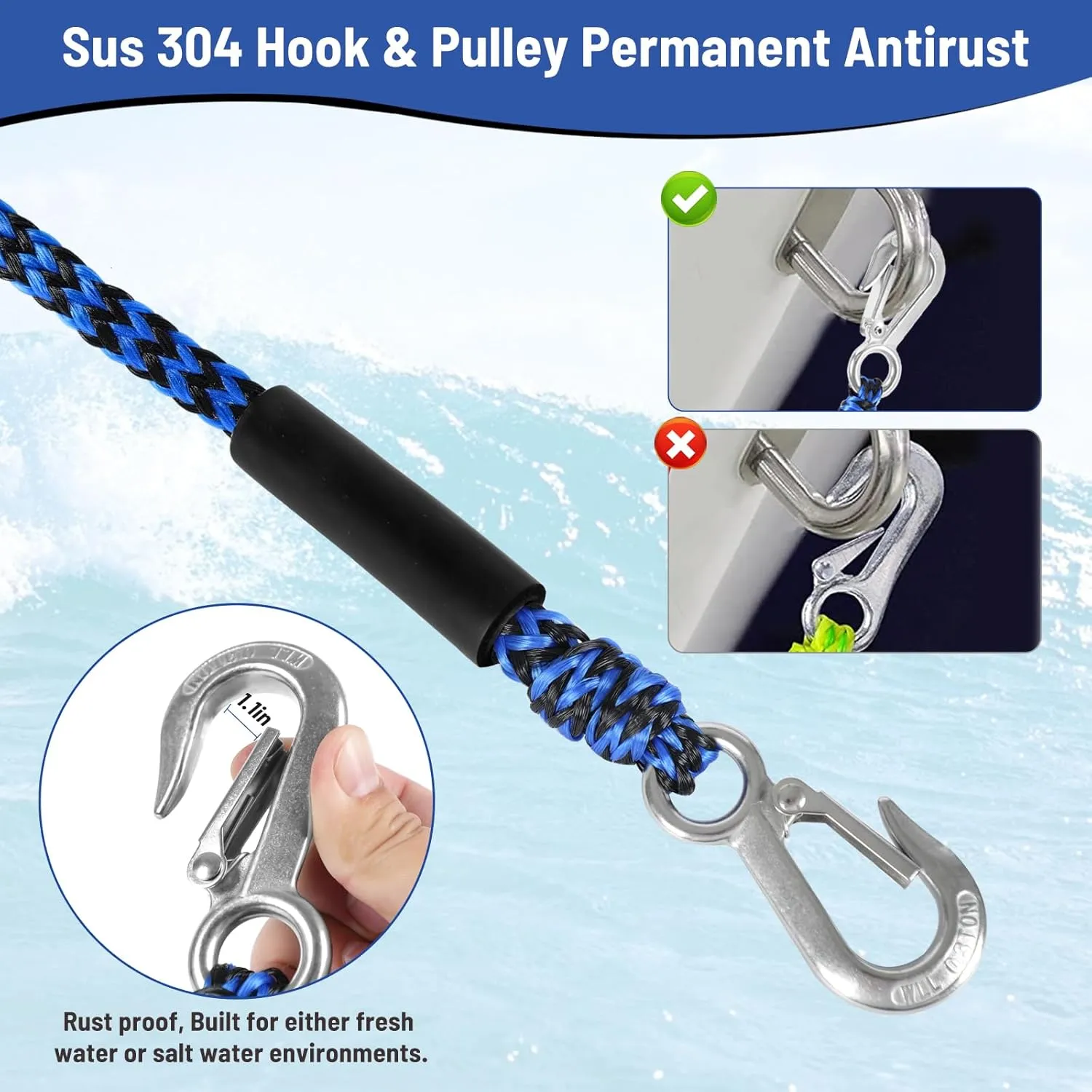 Watersports Heavy Duty Tow Harness with D Rings,Boat Tow Harness for Towing Towable Tube, Water Ski, Wakeboard