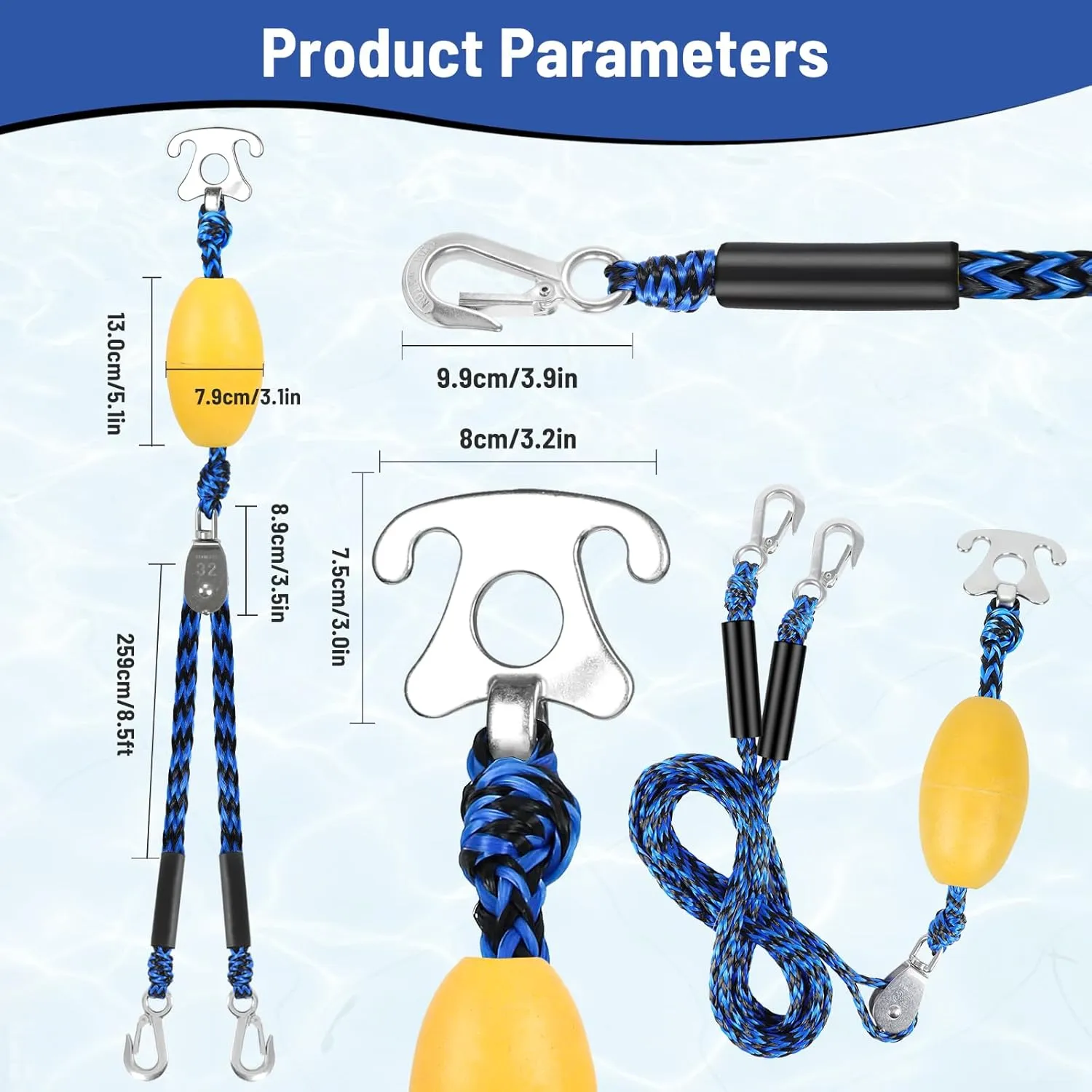 Watersports Heavy Duty Tow Harness with D Rings,Boat Tow Harness for Towing Towable Tube, Water Ski, Wakeboard