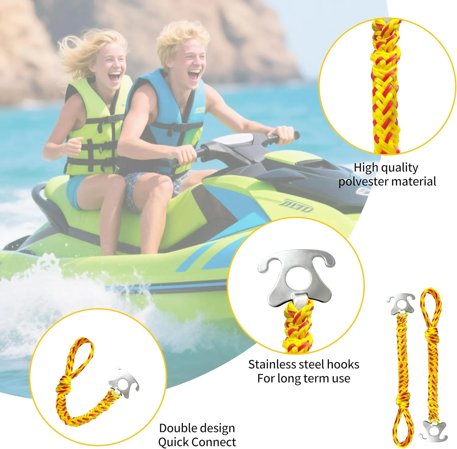 Watersports Heavy Duty Tow Harness with D Rings,Boat Tow Harness for Towing Towable Tube, Water Ski, Wakeboard