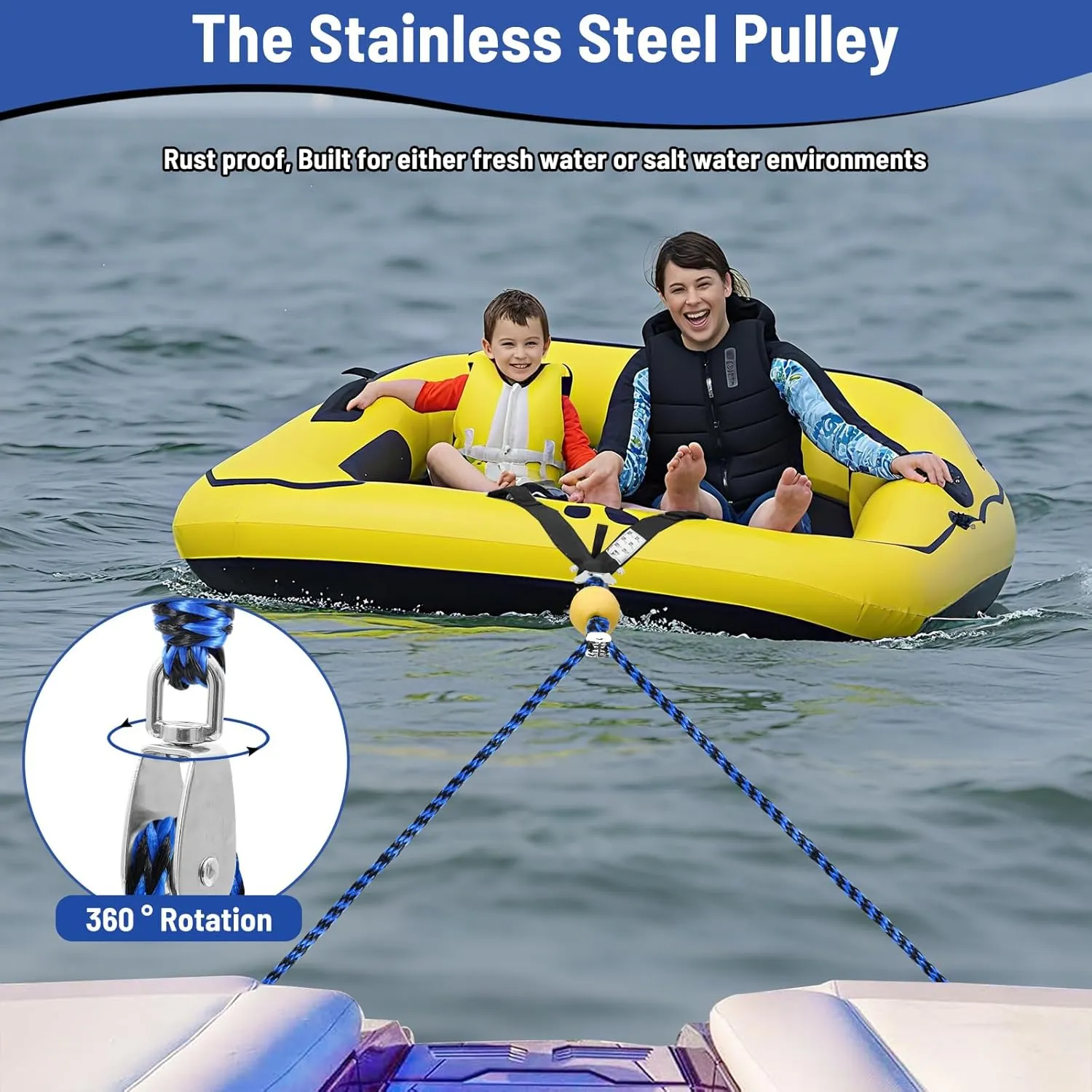 Watersports Heavy Duty Tow Harness with D Rings,Boat Tow Harness for Towing Towable Tube, Water Ski, Wakeboard