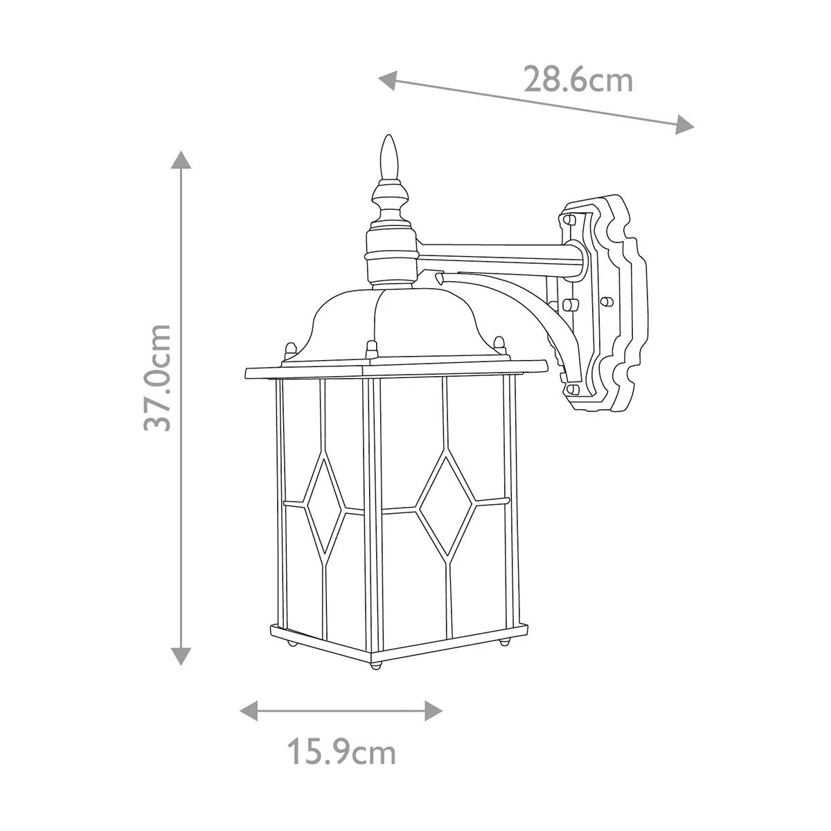Wexford 1 Light Down Wall Lantern  | Black/Silver