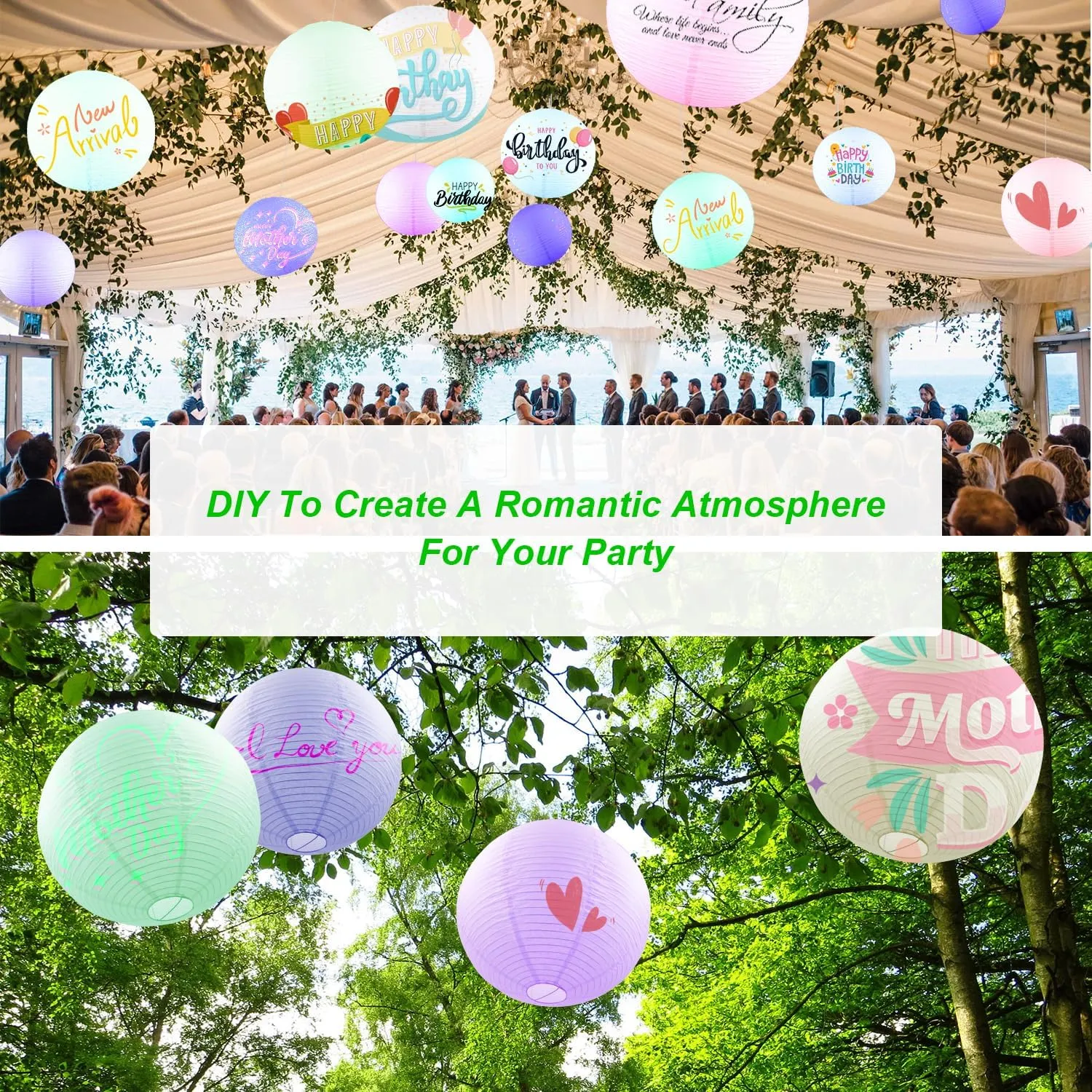 White Round Paper Lanterns, 15.75" Large Hanging Paper Lantern Lamp, Chinese/Japanese Paper Lantern Pendant Light for Party Decoration, Wedding, Home Decor Ceiling Lampshade(1 Pack)