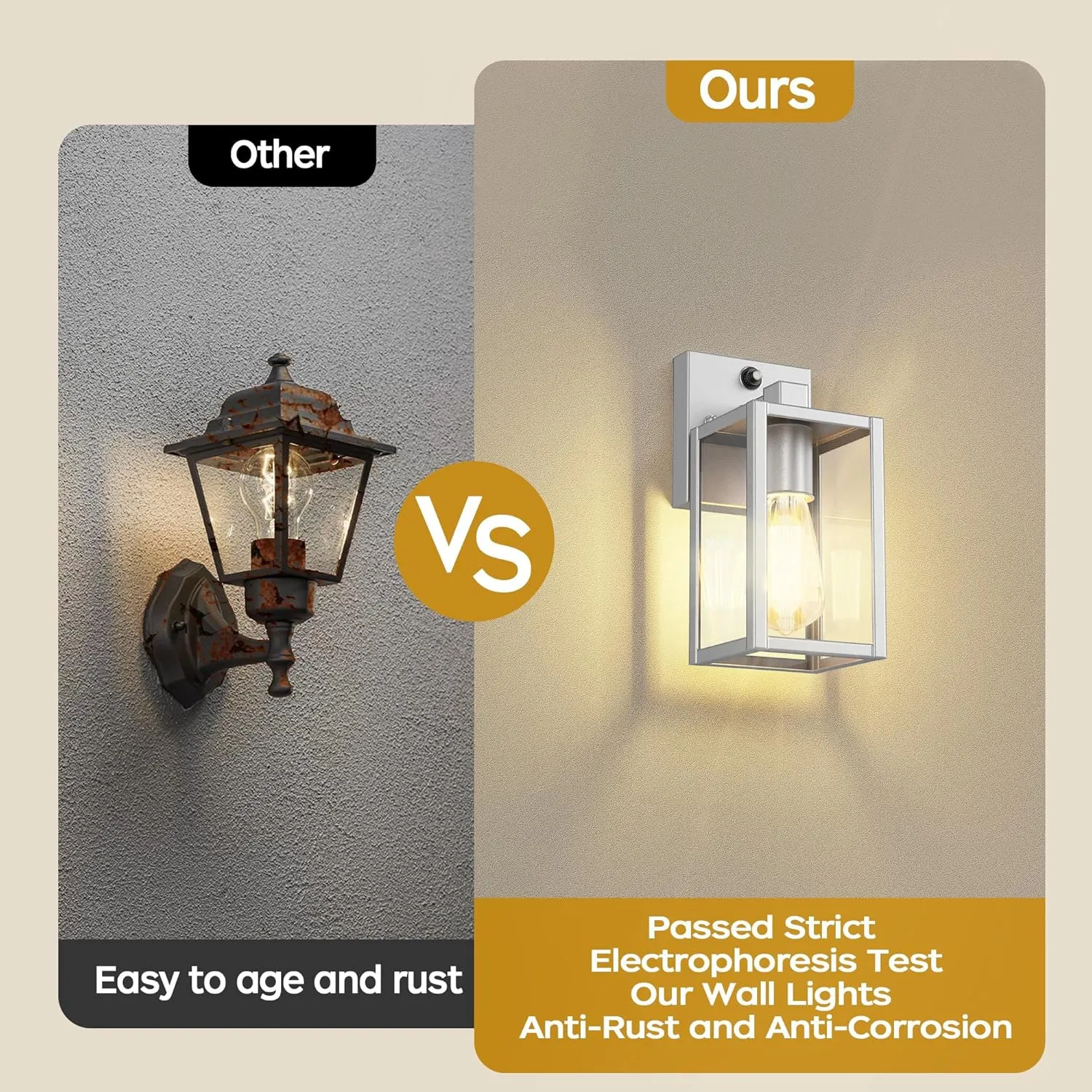 WIHTU Gold Dusk to Dawn Porch Lights Fixtures, Outdoor Lights for House, Outdoor Wall Lights Exterior, Waterproof Wall Sconce Lamp, Wall Lantern, Anti Rust Coach Lights for Doorway (Sliver)