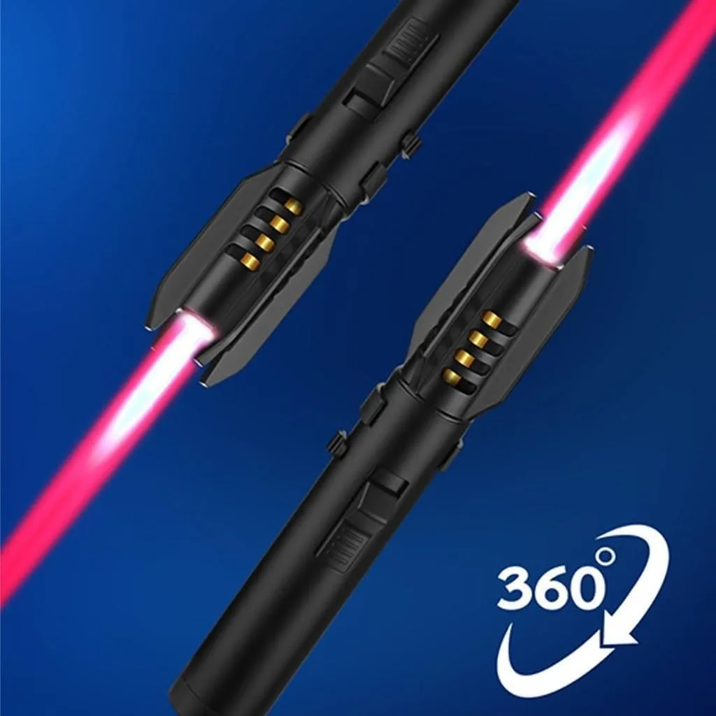 Windproof Butane Lightsaber Lighter Refillable Jet Red Adjustable Flame Torch Essential for Outdoor BBQ Indoor Cooking(Red)