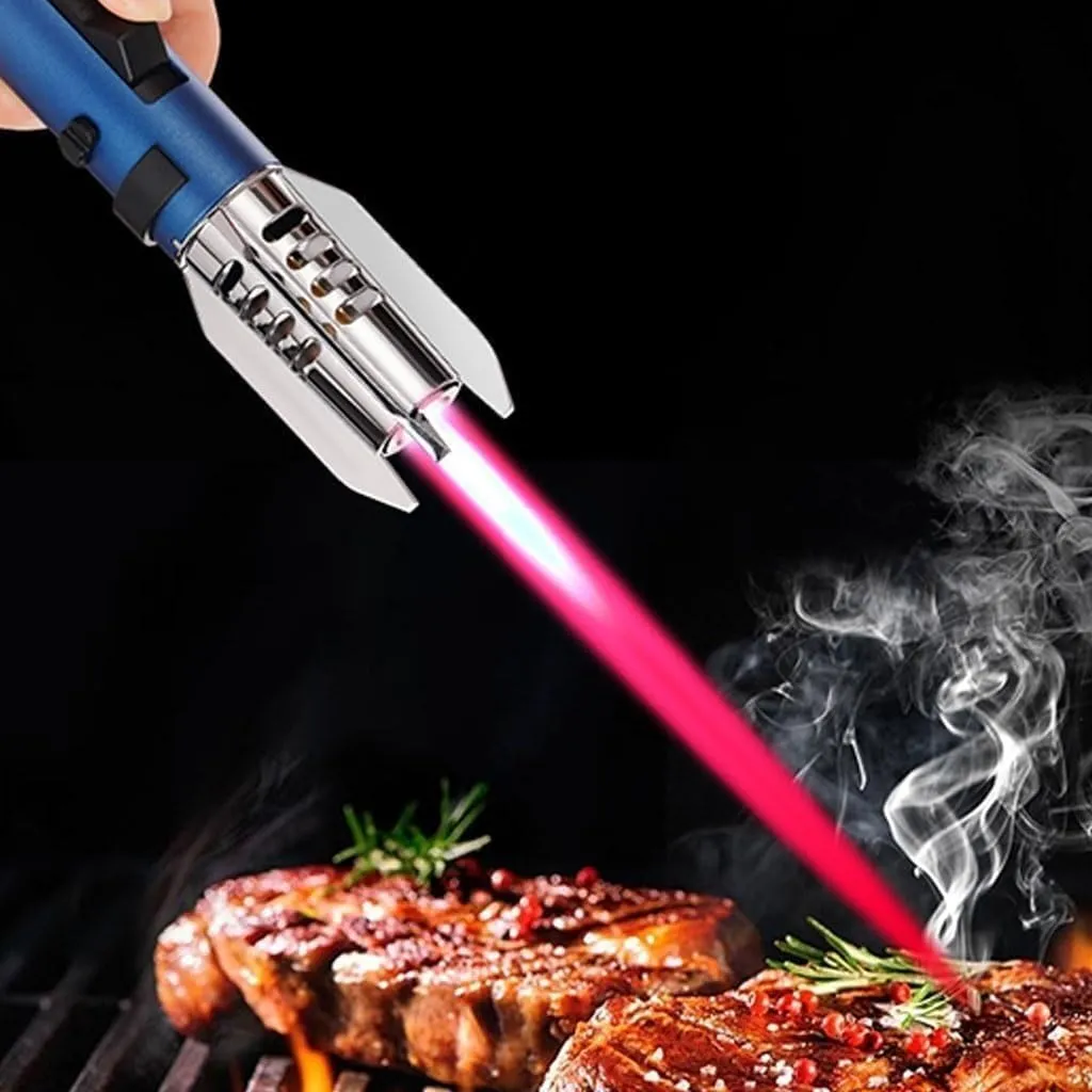 Windproof Butane Lightsaber Lighter Refillable Jet Red Adjustable Flame Torch Essential for Outdoor BBQ Indoor Cooking(Red)