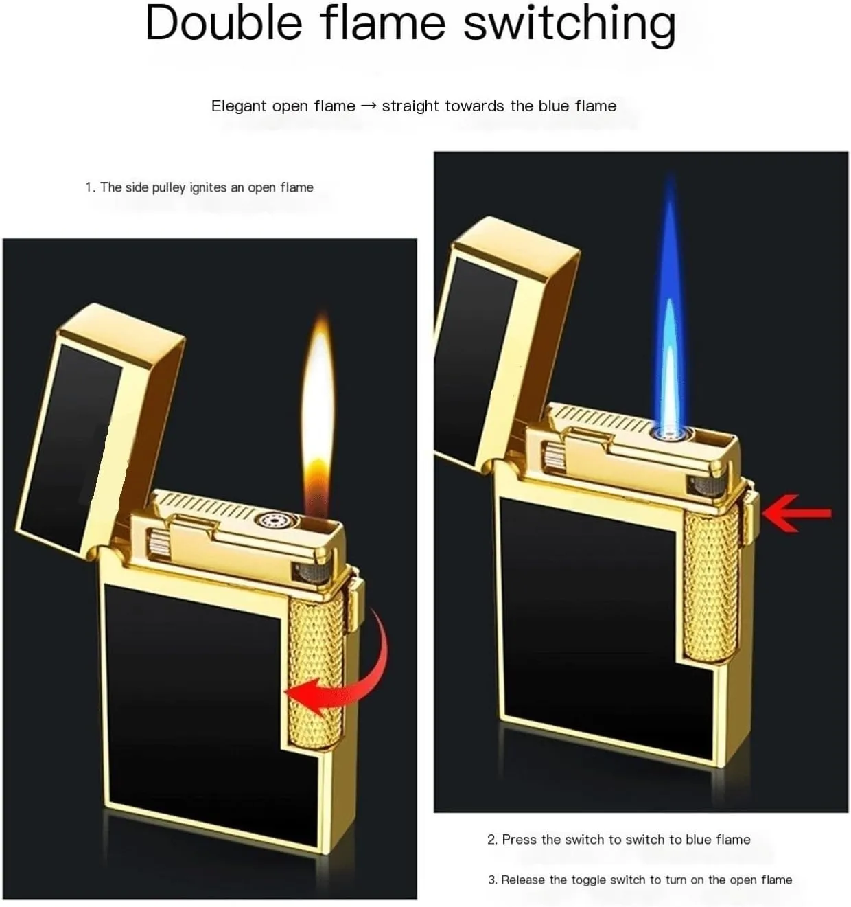 Windproof Butane Refillable, Adjustable Torch Lighter, Soft/Jet Flame Switchable Dual Flame Lighter for Candles, Outdoor, Indoor (Fuel Not Included)(Silver*c)
