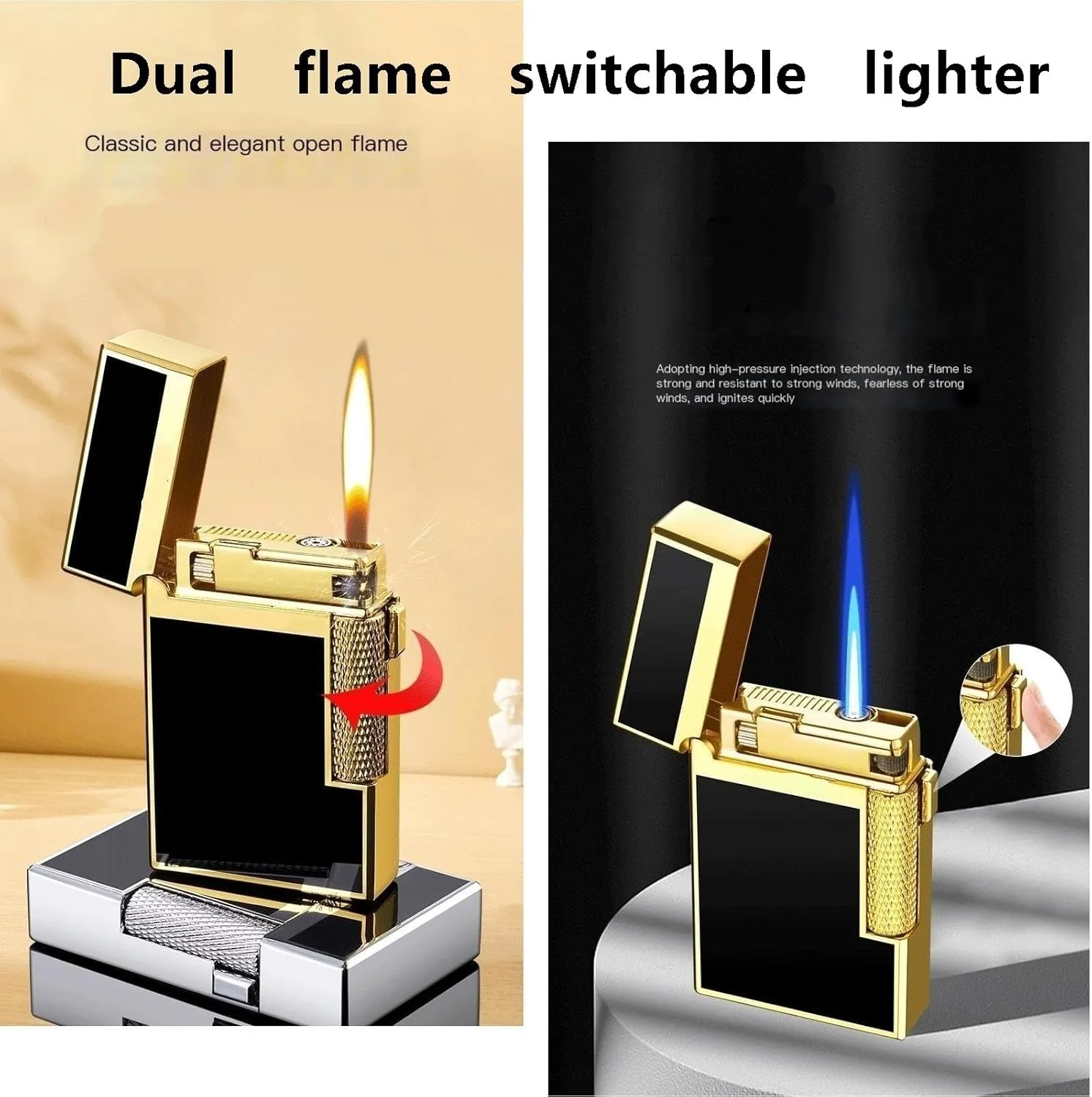 Windproof Butane Refillable, Adjustable Torch Lighter, Soft/Jet Flame Switchable Dual Flame Lighter for Candles, Outdoor, Indoor (Fuel Not Included)(Silver*c)