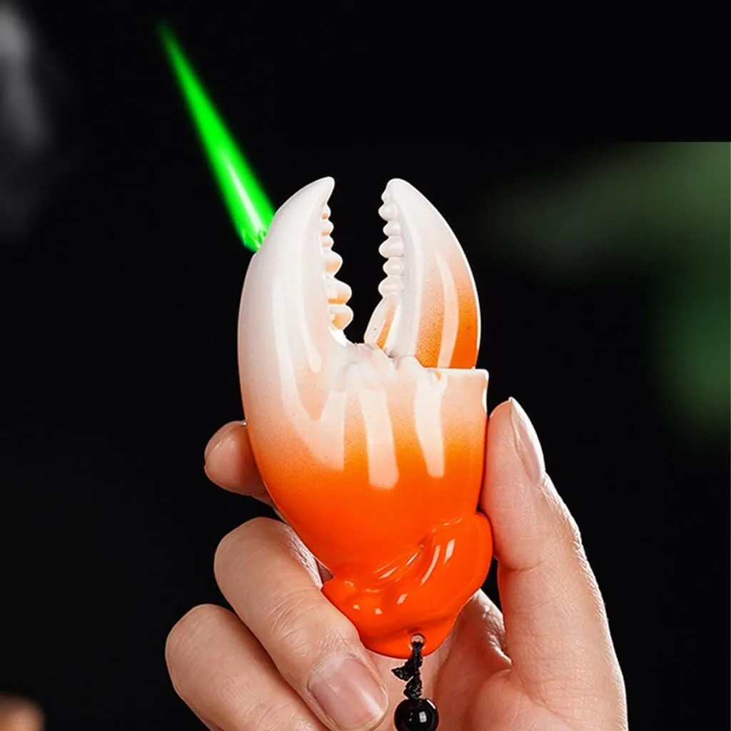 Windproof Butane Torch Lighter, Unique Creative Crab Claw Design Decorative Lighter, Adjustable Straight-in Torch Flame Lighter for Candles, Cigars, Outdoor, Smoking Gift(A)