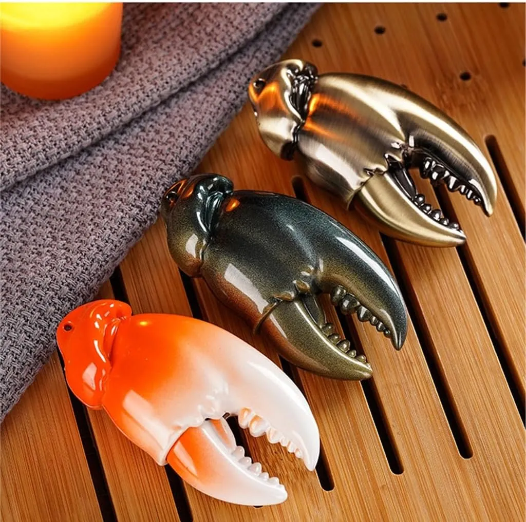Windproof Butane Torch Lighter, Unique Creative Crab Claw Design Decorative Lighter, Adjustable Straight-in Torch Flame Lighter for Candles, Cigars, Outdoor, Smoking Gift(A)