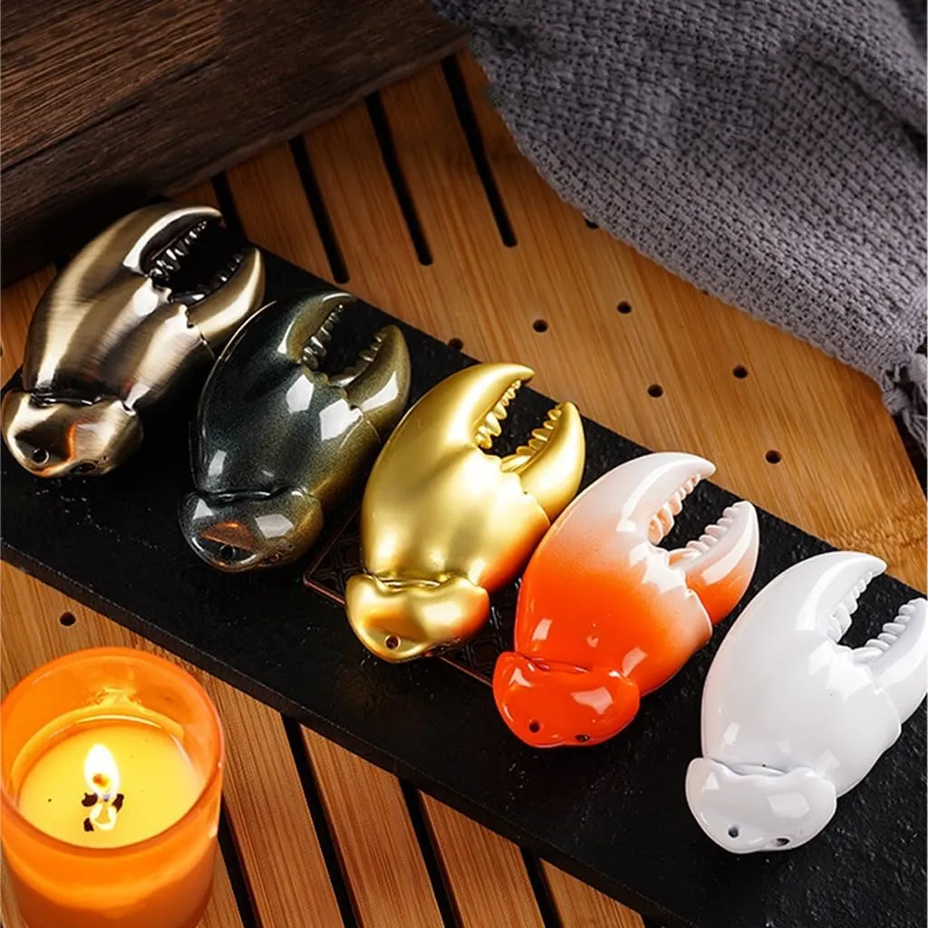 Windproof Butane Torch Lighter, Unique Creative Crab Claw Design Decorative Lighter, Adjustable Straight-in Torch Flame Lighter for Candles, Cigars, Outdoor, Smoking Gift(A)
