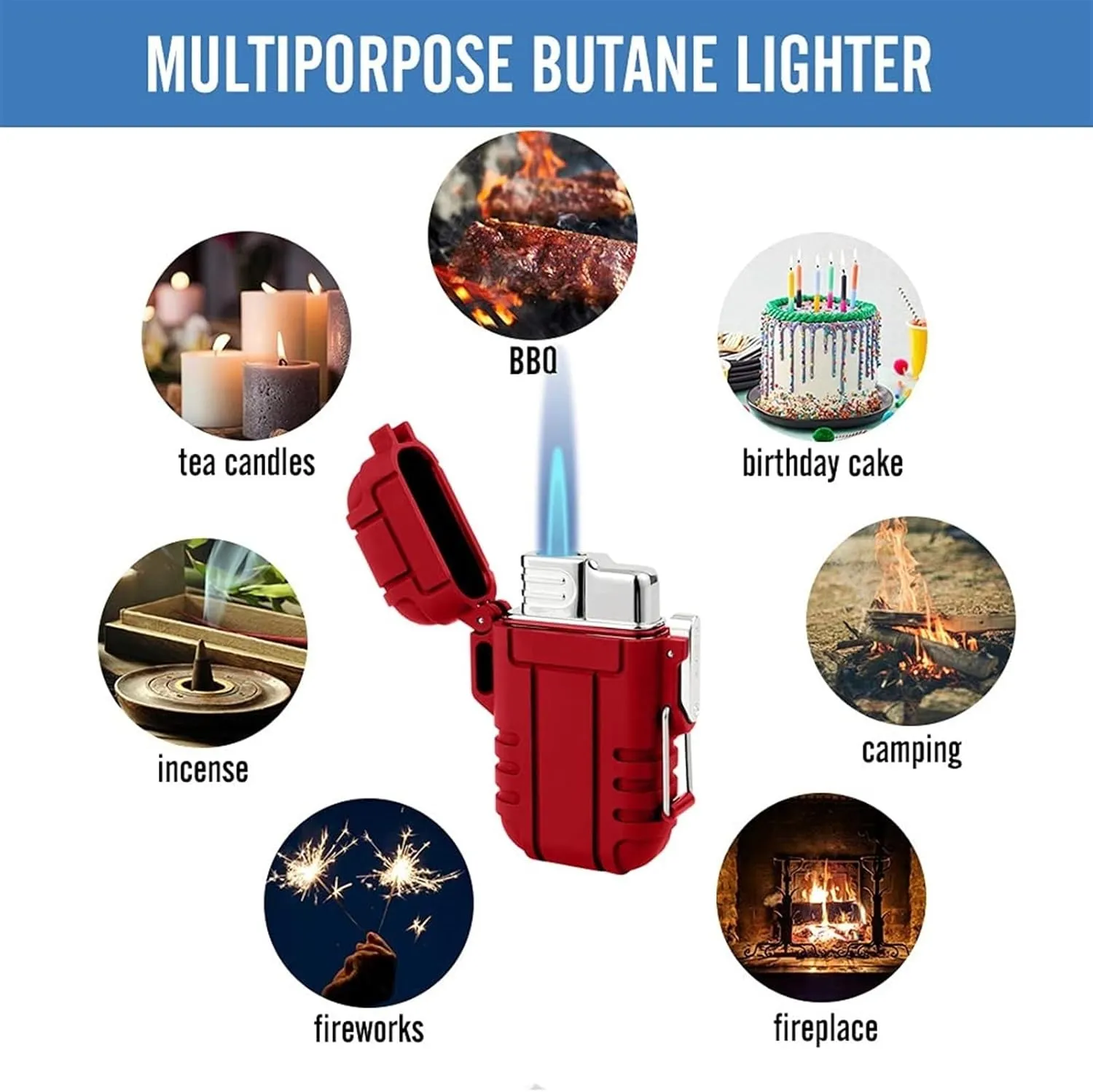 Windproof Jet Flame Lighter, Butane blowtorch Lighter, Butane Lighter with Safety Lock, Windproof and Waterproof Lighter Outdoor Portable Lighter with Gift Box, (Butane not Included)(Black)