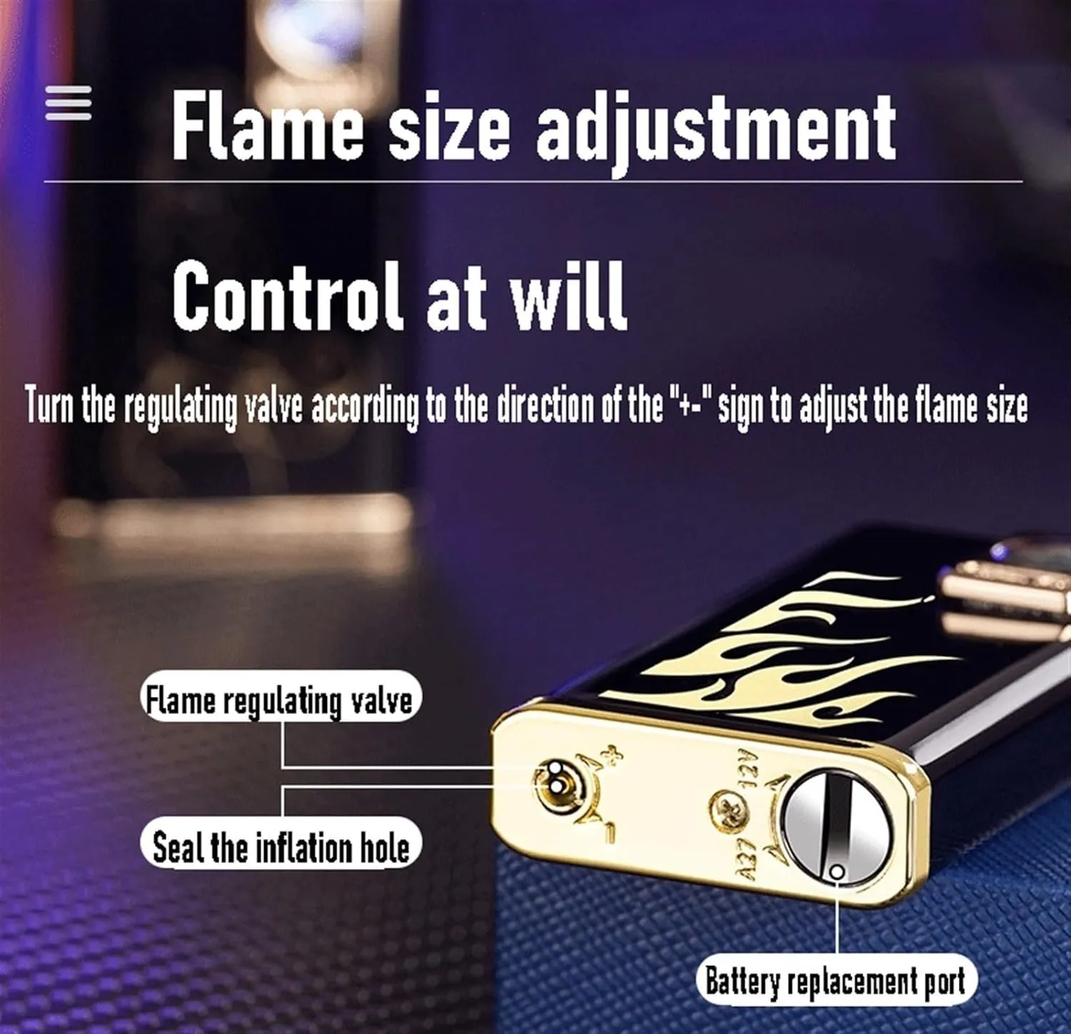 Windproof Open Flame Lighter, Butane Torch Lighter, Silent Ignition Lighter, Metal Lighter, Butane Lighter (Without Butane)(H)