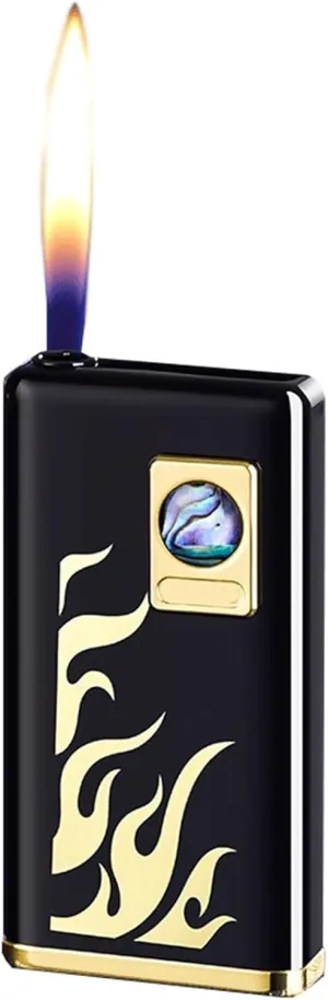 Windproof Open Flame Lighter, Butane Torch Lighter, Silent Ignition Lighter, Metal Lighter, Butane Lighter (Without Butane)(H)