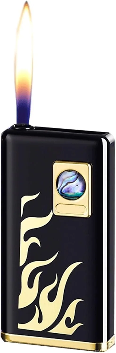 Windproof Open Flame Lighter, Butane Torch Lighter, Silent Ignition Lighter, Metal Lighter, Butane Lighter (Without Butane)(H)
