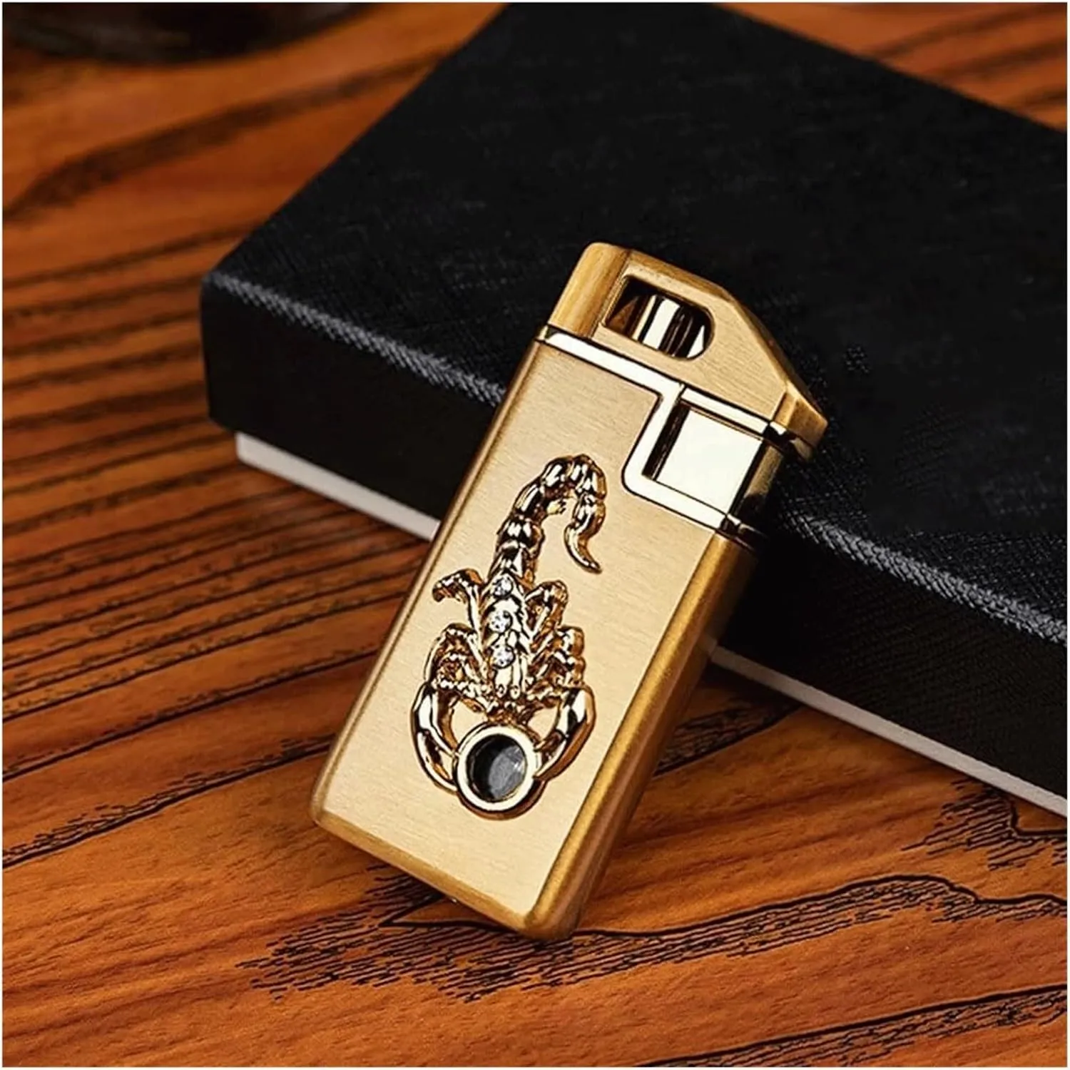 Windproof Outdoor Open Flame Lighter, Jet Flame Lighter, Embossed Scorpion Turbo Butane Gas Jet Lighter (Butane Gas not Included)(Gold Scorpion)