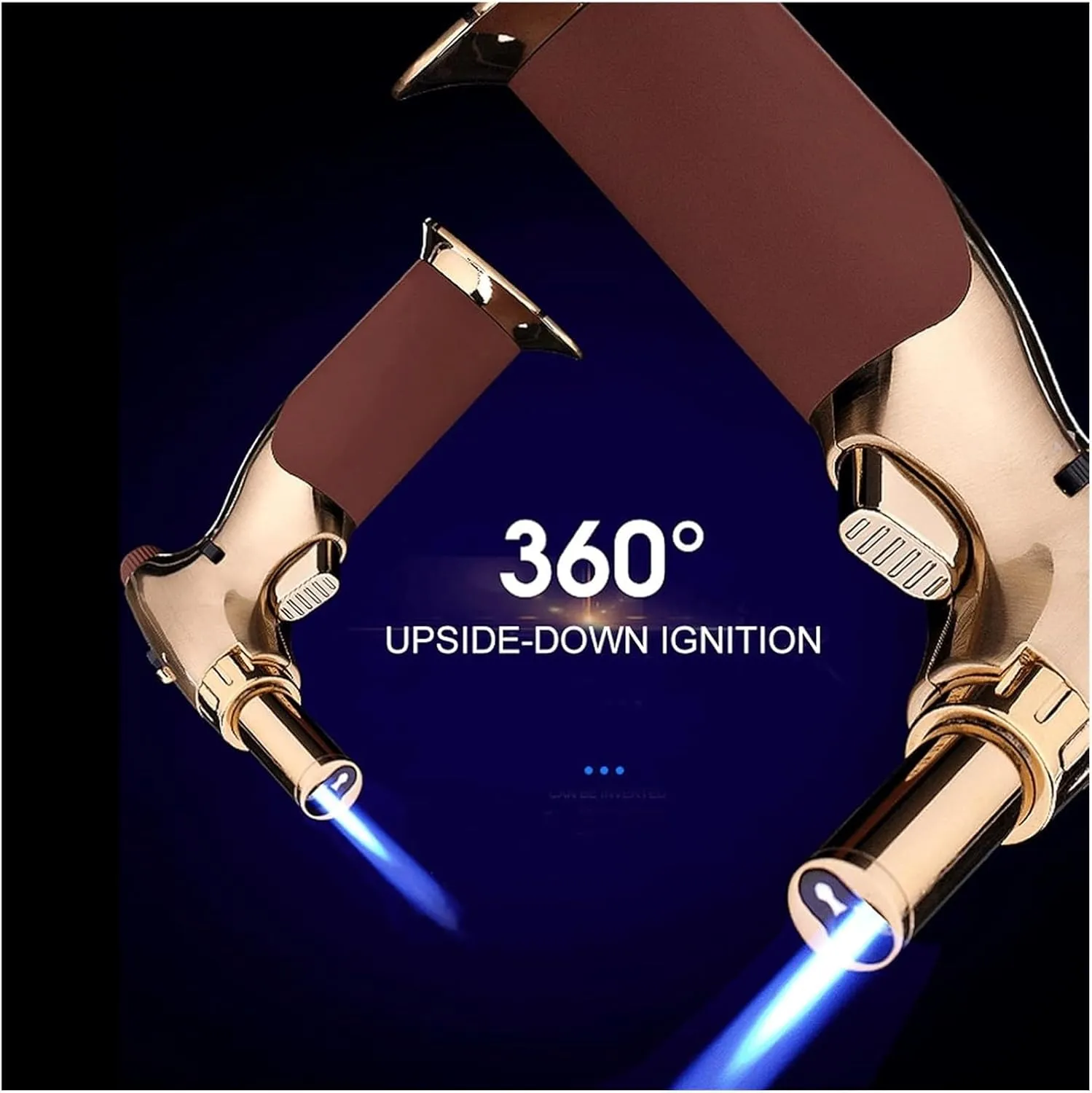 Windproof switchable with fire Lock Refillable Triple Adjustable Size Flame Torch Lighter, Hiking Candle Camping (Butane not Included)(Gold)