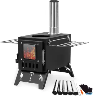 Wood Burning Stove, Tent Stove for Heating, Folding Portable Wood Stove, Tent Stove for Heating, Tent,Cooking,Courtyard,Camping Stove, Camping Stove Include Pipes 1 Set