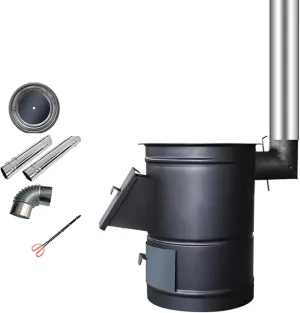 Wood Stove Camping with Accessories, Wood Burning Stove Outdoor for Cooking and Heating, Portable Wood Stove for Camping Wood Stove with Chimney Pipes 3 Sizes(40cm)