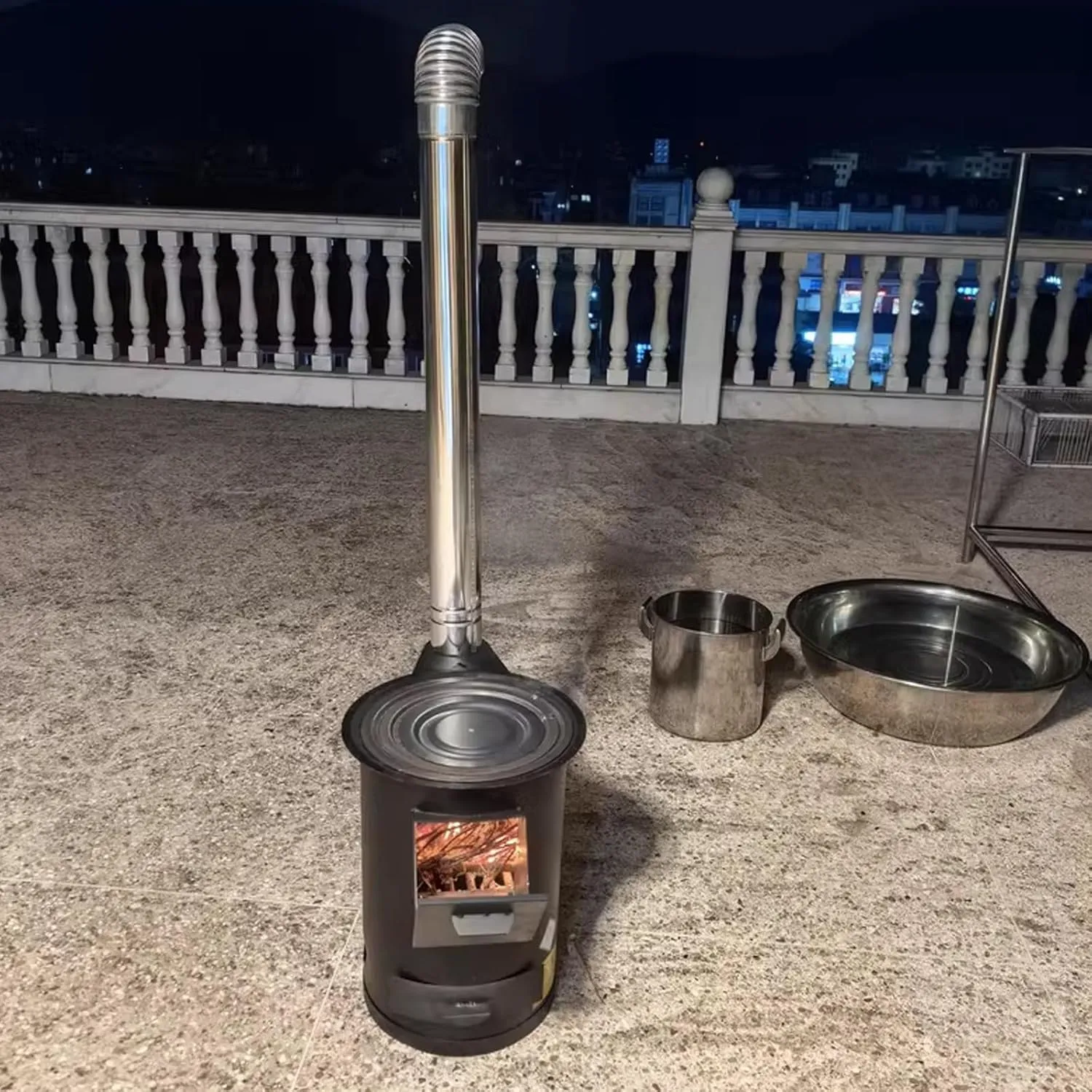 Wood Stove Camping with Accessories, Wood Burning Stove Outdoor for Cooking and Heating, Portable Wood Stove for Camping Wood Stove with Chimney Pipes 3 Sizes(40cm)