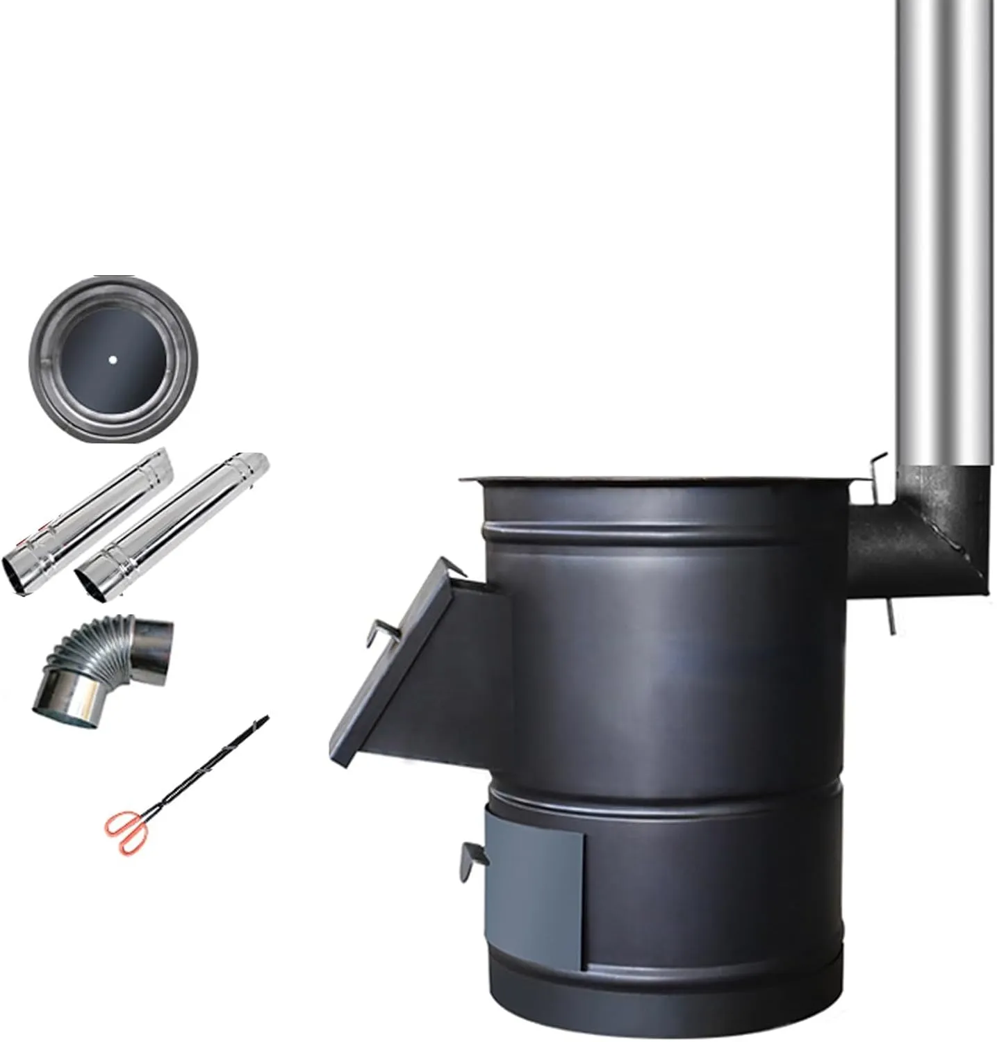 Wood Stove Camping with Accessories, Wood Burning Stove Outdoor for Cooking and Heating, Portable Wood Stove for Camping Wood Stove with Chimney Pipes 3 Sizes(40cm)