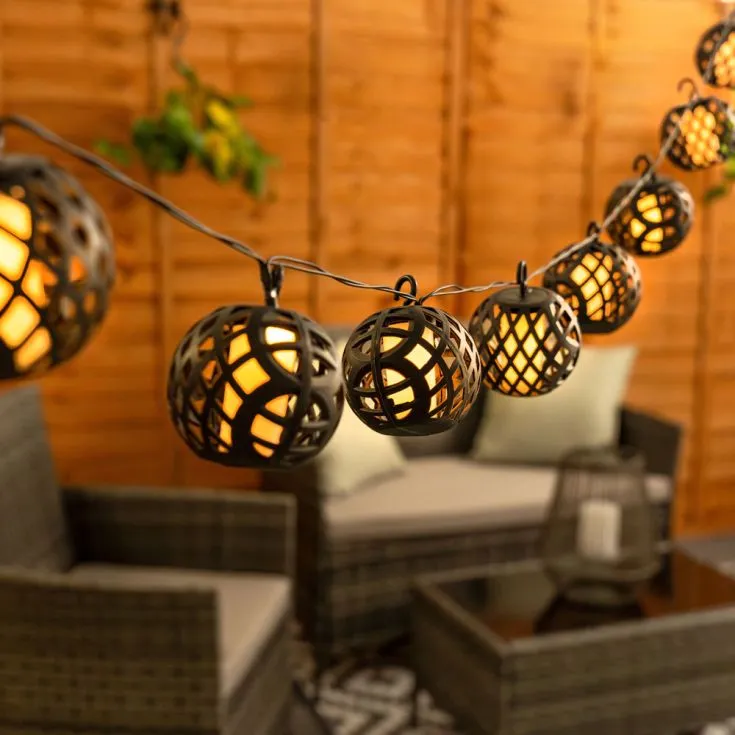 x3 LED Flame Lantern Solar Garland Lights