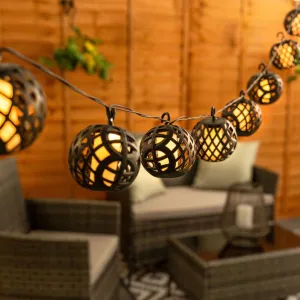 x3 LED Flame Lantern Solar Garland Lights