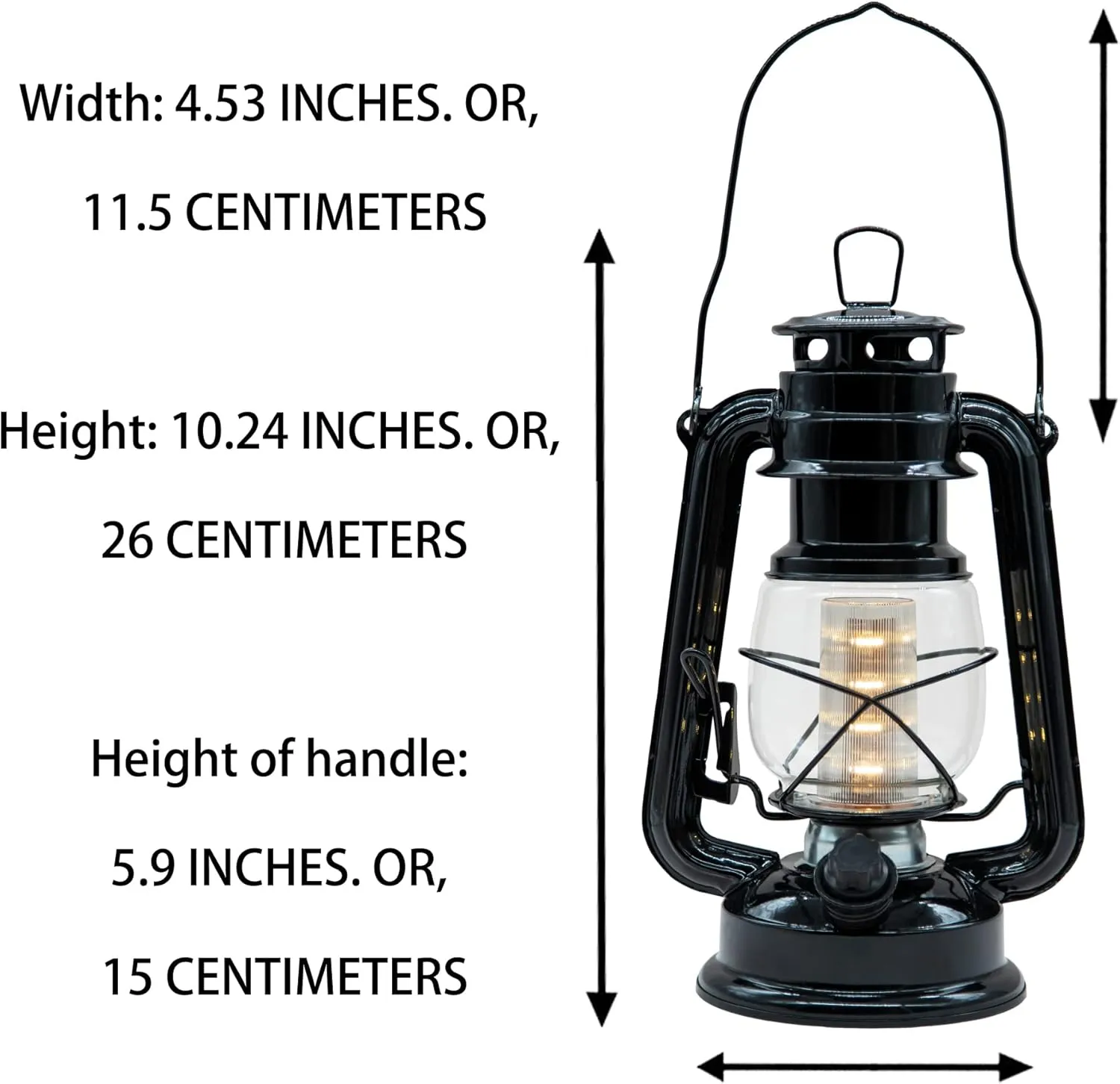 YAKii LED Vintage Lantern Metal Hanging Hurricane 12 LED Dimmer Switch Warm White Battery Operated Power Outage Indoor Camping Lighting Outdoor Brooklyn (Black 2 Pack)