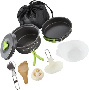 YARNOW 1 Set Outdoor Camping Cookware Portable Tableware Hiking Cooking Utensils for 1-2 People