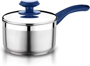 YBM Home Professional Chef’s 2-Quart Stainless Steel Saucepan with Cover, Tri-Ply Capsule Base Cookware with Aluminum Core Bottom, Mirror Polished Silver Cookware, Blue