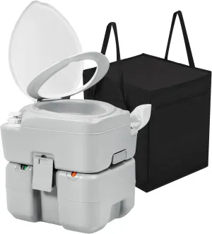 YITAMOTOR 5.3 Gal Portable Toilet for Adults, Camping Porta Potty with Diagonal Elongated Bowl, Hand Sprayer, Carry Bag, Level Indicator, Leak-Proof RV Travel Porta Potty for Outdoors Indoors Hospital