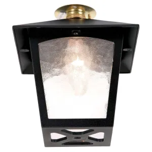 York 1 Light Flush Porch Lantern | Black