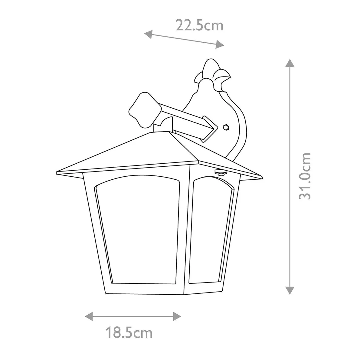 York 1 Light Wall Down Lantern | Black