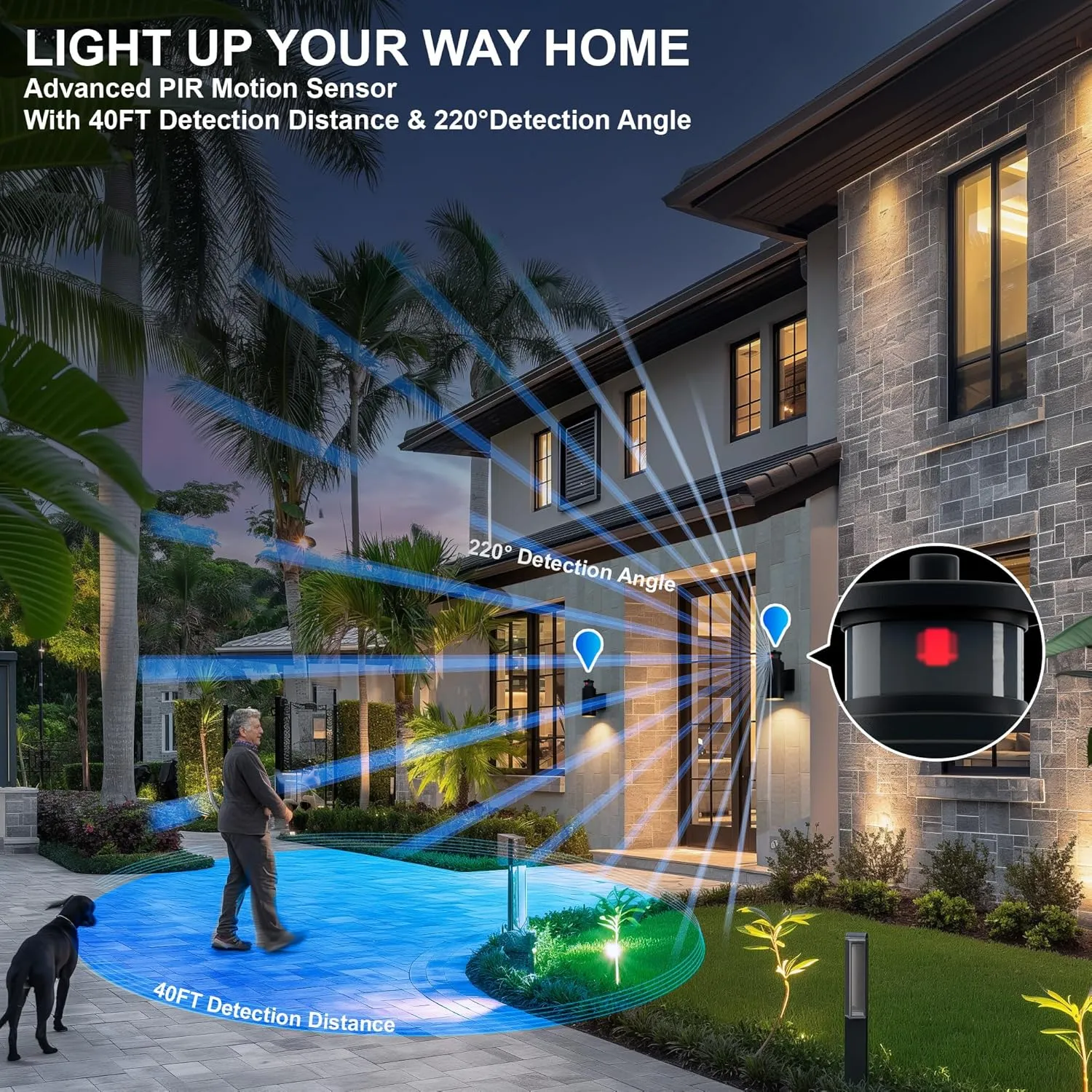 ZAGO 2 Packs Motion Activated Outdoor Cylinder Light, Photocell Sensor Outdoor Wall Mount Patio Lights with E26 Sockets, Dust to Dawn Outdoor Lantern for Garage, Black, ETL Certified, Wet Location