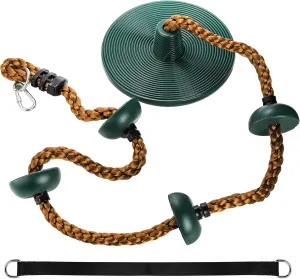 ZENFUN Climbing Rope with Platforms for Kids, Tree Swing with Climbing Rope and Platforms Disc, Secure Children Trees House Swing, with Carabiner and Strap Kit,Gym Backyard, Playground Accessories