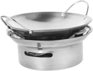 Zerodeko Family-size Stainless Steel Dry Pot Set Includes Hot Pot Grill and Divider Perfect for Camping Cooking and Entertaining